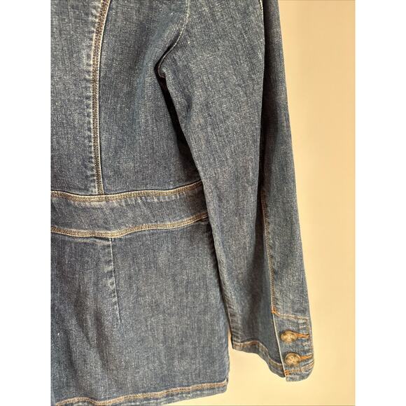 Vtg LL Bean Denim Barn Jacket Womens M Stretch DTD3 Chore Coat Casual Country - Picture 12 of 15